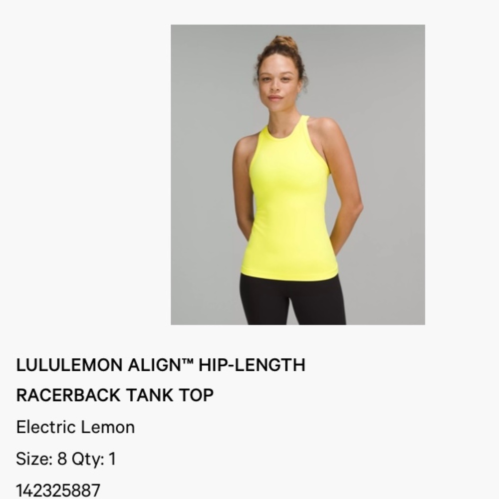 1 lululemon tank top purchased in may 2022.